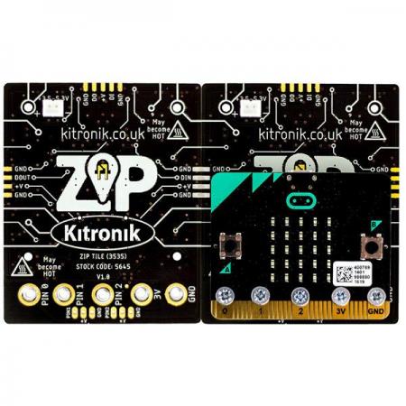 디바이스마트,오픈소스/코딩교육 > Micro:Bit > 마이크로비트 센서/모듈,Kitronik,ZIP Tile for BBC microbit [KIT-5645],마이크로비트 호환 / 8x8 디스플레이 패널입니다. / 64개의 주소 지정이 가능한 풀컬러 LED / 보드의 왼쪽, 오른쪽, 위쪽에 ZIP LED 확장 포인트가 있어 더 큰 디스플레이를 만들 수 있음 / 3.5V~5.3V 전원 공급 필요