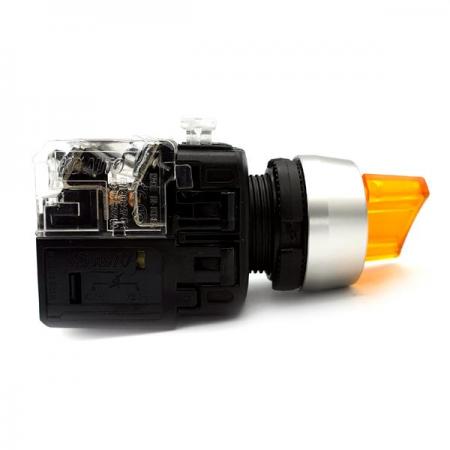 디바이스마트,스위치/부저/전기부품 > 산업용 스위치/제어 기기 > 제어/안전 스위치 > 셀렉터 스위치(25파이 이상),KGAUTO,조광형 셀렉터 스위치 - 황색 [KGT-H2M1VY],알루미늄 고급형 22Φ / 2단 수동(2 Manual return) / 1a1b / 110/220V a.c / 황색(YELLOW)