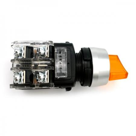 디바이스마트,스위치/부저/전기부품 > 산업용 스위치/제어 기기 > 제어/안전 스위치 > 셀렉터 스위치(25파이 이상),KGAUTO,조광형 셀렉터 스위치 - 황색 [KGT-H2M1VY],알루미늄 고급형 22Φ / 2단 수동(2 Manual return) / 1a1b / 110/220V a.c / 황색(YELLOW)