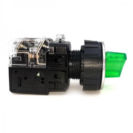 디바이스마트,스위치/부저/전기부품 > 산업용 스위치/제어 기기 > 제어/안전 스위치 > 셀렉터 스위치(25파이 이상),KGAUTO,조광형 셀렉터 스위치 - 녹색 [KGT-L2R1VG],알루미늄 고급매입형 30Φ / 2단 자동(2 Automatic return) / 1a1b / 110/220V a.c / 녹색(GREEN)