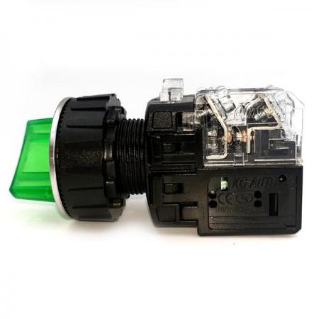 디바이스마트,스위치/부저/전기부품 > 산업용 스위치/제어 기기 > 제어/안전 스위치 > 셀렉터 스위치(25파이 이상),KGAUTO,조광형 셀렉터 스위치 - 녹색 [KGT-L2R1VG],알루미늄 고급매입형 30Φ / 2단 자동(2 Automatic return) / 1a1b / 110/220V a.c / 녹색(GREEN)