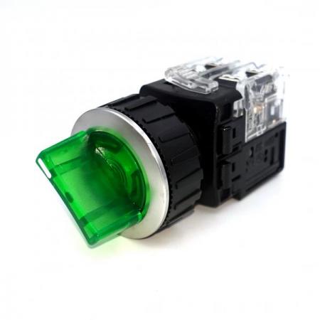 디바이스마트,스위치/부저/전기부품 > 산업용 스위치/제어 기기 > 제어/안전 스위치 > 셀렉터 스위치(25파이 이상),KGAUTO,조광형 셀렉터 스위치 - 녹색 [KGT-L2R1VG],알루미늄 고급매입형 30Φ / 2단 자동(2 Automatic return) / 1a1b / 110/220V a.c / 녹색(GREEN)