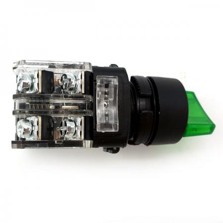 디바이스마트,스위치/부저/전기부품 > 산업용 스위치/제어 기기 > 제어/안전 스위치 > 셀렉터 스위치(25파이 이상),KGAUTO,조광형 셀렉터 스위치 - 녹색 [KGT-N2M1VG],플라스틱 일반형 22Φ / 2단 수동(2 Manual return) / 1a1b / 110/220V a.c / 녹색(GREEN)