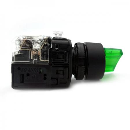 디바이스마트,스위치/부저/전기부품 > 산업용 스위치/제어 기기 > 제어/안전 스위치 > 셀렉터 스위치(25파이 이상),KGAUTO,조광형 셀렉터 스위치 - 녹색 [KGT-N2M1VG],플라스틱 일반형 22Φ / 2단 수동(2 Manual return) / 1a1b / 110/220V a.c / 녹색(GREEN)