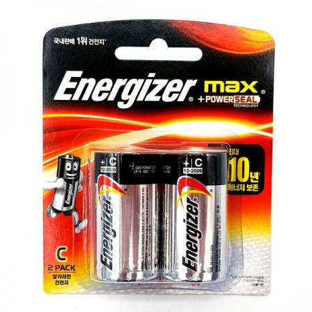 디바이스마트,전원/파워/배터리 > 배터리/배터리홀더 > 일회용건전지 > C형 건전지,에너자이저,LR14-2BP(C 1.5V E93max)En,제조사 : 에너자이저 / C형 / LR14 / 전압 : 1.5V / 알카라인 Alkaline / 수량 : 2개 / 포장 : 카드형 포장