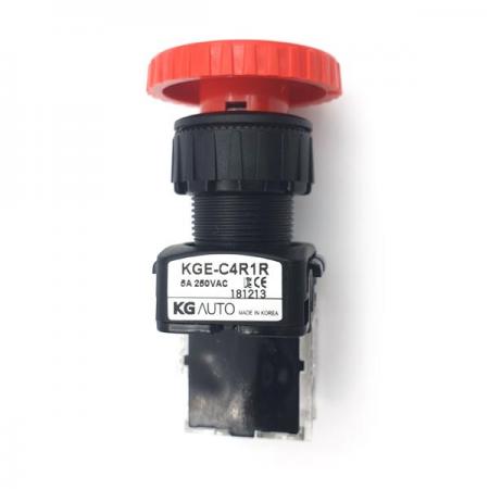 디바이스마트,스위치/부저/전기부품 > 산업용 스위치/제어 기기 > 제어/안전 스위치 > 비상 정지 스위치(25파이 이상),KGAUTO,비상 정지용 푸쉬록턴 리셋 스위치 - 적색 [KGE-C4R1R],플라스틱 일반매입형 25Φ / 푸쉬록턴 리셋(Push lock turn reset) / 1a1b / 적색(RED)