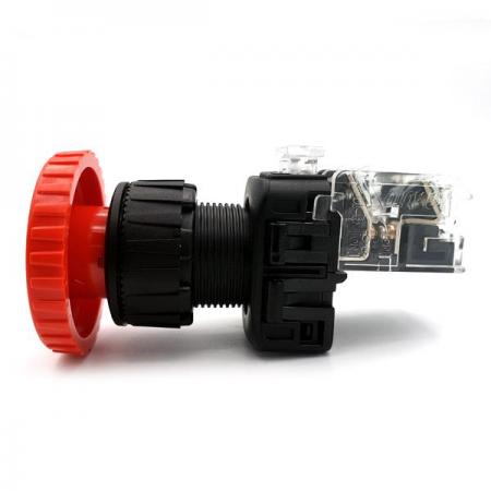 디바이스마트,스위치/부저/전기부품 > 산업용 스위치/제어 기기 > 제어/안전 스위치 > 비상 정지 스위치(25파이 이상),KGAUTO,비상 정지용 푸쉬록턴 리셋 스위치 - 적색 [KGE-C4R1R],플라스틱 일반매입형 25Φ / 푸쉬록턴 리셋(Push lock turn reset) / 1a1b / 적색(RED)