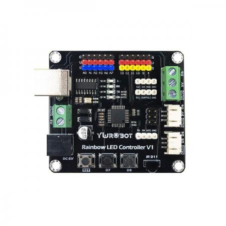 디바이스마트,MCU보드/전자키트 > 디스플레이 > 디머/컨트롤러/드라이버,YwRobot,레인보우 LED 컨트롤러 [ARD090910],아두이노 호환 / LED 조명 모듈 제어 / 칩: CH340, ATMEGA328AU / 전압: 5V / 사이즈: 65 * 56mm