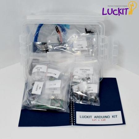 디바이스마트,오픈소스/코딩교육 > 아두이노 > 아두이노 교육용키트,럭킷,LUCKIT ARDUINO KIT [Lv1+Lv2],LUCKIT 아두이노 키트 Lv1+Lv2 / 아두이노 우노 호환 보드, USB 케이블, 브레드보드, 점퍼와이어 및 다양한 부품 제공 / 핀셋, 가이드북 포함