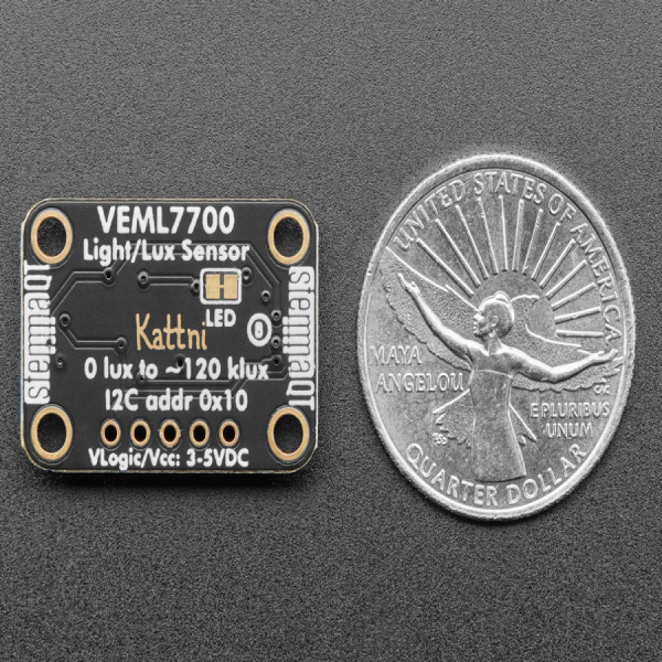 디바이스마트,MCU보드/전자키트 > 센서모듈 > 빛/조도/컬러/UV > 빛/조도/CdS센서,Adafruit,Adafruit VEML7700 Lux Sensor - I2C Light Sensor [ada-4162],어떤 마이크로 컨트롤러에도 쉽게 추가 가능 / I2C 인터페이스 / VEML7700은 조명을 위한 SI 단위인 lux를 계산 / 여러 센서 간의 일관된 판독 값을 얻음