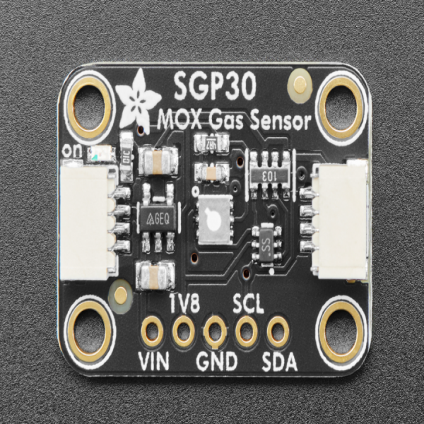 디바이스마트,MCU보드/전자키트 > 센서모듈 > 먼지/가스/연기/불꽃 > 가스/공기질/연기센서,Adafruit,Adafruit SGP30 Air Quality Sensor Breakout - VOC and eCO2 [ada-3709],광범위한 휘발성 유기 화합물(VOCs)과 H2를 검출하는 가스 센서 /  I2C 인터페이스 / 습도 보정 기능을 설정 가능 / 3.3V, 5V 마이크로 컨트롤러와 함께 쉽게 사용