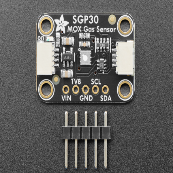 디바이스마트,MCU보드/전자키트 > 센서모듈 > 먼지/가스/연기/불꽃 > 가스/공기질/연기센서,Adafruit,Adafruit SGP30 Air Quality Sensor Breakout - VOC and eCO2 [ada-3709],광범위한 휘발성 유기 화합물(VOCs)과 H2를 검출하는 가스 센서 /  I2C 인터페이스 / 습도 보정 기능을 설정 가능 / 3.3V, 5V 마이크로 컨트롤러와 함께 쉽게 사용