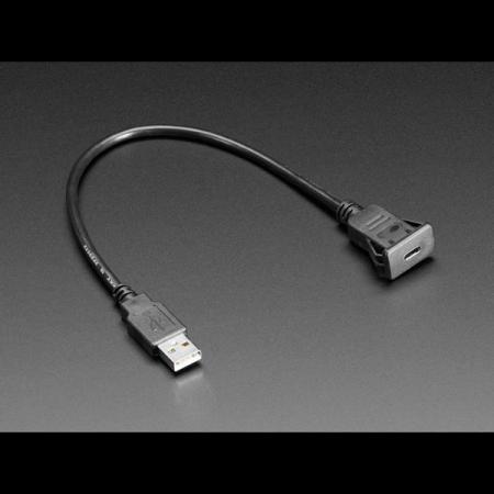 디바이스마트,케이블/전선 > USB 케이블 > 패널마운트(MF) 케이블,Adafruit,Snap-In Panel Mount Cable - USB C Socket to USB A Plug [ada-4052],USB Type C Female Snap-In 형 패널마운트 (암) ↔  USB Type A Male (수) 케이블 길이 : 30cm ± 5cm / Snap-In 패널마운트 사이즈 :  28 x 16 x 2.7mm