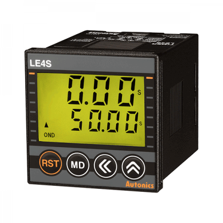 디바이스마트,기계/제어/로봇/모터 > 자동화(FA) > 제어 > 카운터/타이머,(주)오토닉스,타이머 LE4S,표시방식: 4digit 7 세그먼트 LCD / 동작방식: 가산,감산 / 시간동작: SIGNAL ON START / 단자구성: 8Pin 플러그 / 전원전압: AC24V~240V, DC24V~240V / 제어출력_Relay: 한시 SPDT (1c) 1개 / 출력동작:  ON DELAY, INTERVAL, FLICKER, ON-OFF DELAY, OFF DELAY / 설정범위: 0.01초~9.999초, 0.01초~99.99초, 0.1초~999.9초, 1초~9
