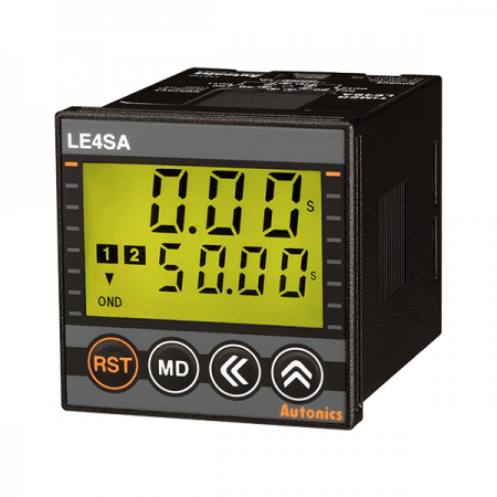 디바이스마트,기계/제어/로봇/모터 > 자동화(FA) > 제어 > 카운터/타이머,(주)오토닉스,타이머 LE4SA,표시방식: 4digit 7 세그먼트 LCD / 동작방식: 가산,감산 / 시간동작:  POWER ON START / 단자구성: 8Pin 플러그 / 전원전압: AC24V~240V, DC24V~240V / 제어출력_Relay: 한시 SPDT (1c) 2개 또는 한시 SPDT (1c) 1개 + 순시 SPDT (1c) 1개(일부 동작모드 제외) / 출력동작:  ON DELAY, INTERVAL, FLICKER, ON-OFF DELAY, OFF DELAY / 설정