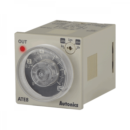 디바이스마트,기계/제어/로봇/모터 > 자동화(FA) > 제어 > 카운터/타이머,(주)오토닉스,타이머 ATE8-41,동작방식: 시간설정 / 시간동작: POWER ON START / 단자구성: 8Pin 플러그 / 전원전압: AC100V~240V, DC24~240V / 제어출력: 한시 SPDT (1c) 1개, 순시 SPST(1a) 1개 / 출력동작: POWER ON DELAY / 설정범위: 0.1~1초, 1~10초, 0.1~1분, 1~10분, 0.1~1시간