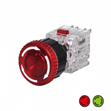 디바이스마트,스위치/부저/전기부품 > 산업용 스위치/제어 기기 > 제어/안전 스위치 > 비상 정지 스위치(22파이 이하),KGAUTO,조광 비상 정지용 누름버튼 스위치 - 녹색 [KDEX-Q3AD21G],원형 고급 매입형 22Φ 알루미늄 가이드 / 자기유지 / 얼터네이트(Alternate) / 12/24V d.c / 1a1b / 녹색(GREEN)