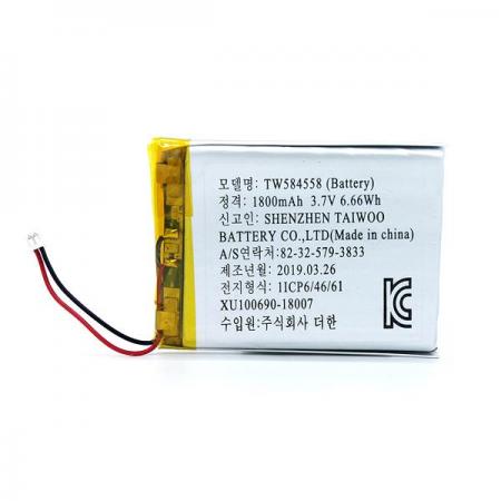 디바이스마트,전원/파워/배터리 > 배터리/배터리홀더 > 배터리팩 Pack > 리튬폴리머 Li-Po,주식회사 더한,1800mAh KC인증 리튬폴리머 배터리 [TW584558],제조사 : 더한 / 전압 : 3.7V / 용량 : 1800mAh / 소재 Li-Po / 특징 : 사이즈 : 5.8cm X 4.5cm