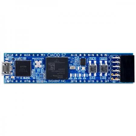 디바이스마트,MCU보드/전자키트 > 프로세서/개발보드 > Digilent > FPGA 및 Embedded,Digilent,Cmod S7: Breadboardable Spartan-7 FPGA Module 410-376,410-376 / Xilinx Spartan-7 FPGA (XC7S25-1CSGA225C) / 48핀 DIP 폼팩터 보드로 납땜하지 않은 브레드보드와 함께 사용하기에 적합 / 확장 Pmod 커넥터 / JTAG 및 쿼드 SPI 플래시에서 프로그래밍 가능