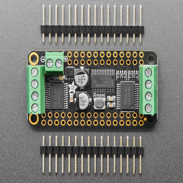 디바이스마트,MCU보드/전자키트 > 버튼/스위치/제어/RTC > 모터/모터컨트롤,Adafruit,DC Motor + Stepper FeatherWing Add-on For All Feather Boards [ada-2927],Feather Wing위에 스택 업하여 2 x 2 바이폴라 스테퍼 모터 또는 4 x 브러시 DC 모터를 구동할수 있는 모듈입니다.