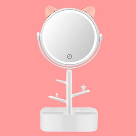 디바이스마트,사무/생활/서적 > 리빙/인테리어/DIY > 인테리어소품,유니즈,메이크업 화장거울 LED 탁상용 거울 정리함 (화이트),LED 밝기 조절이 가능한 탁상거울입니다.