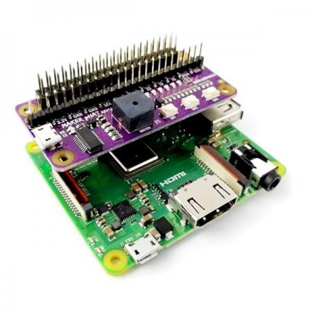 디바이스마트,오픈소스/코딩교육 > 라즈베리파이 > 라즈베리파이 확장보드/HAT,Cytron,Maker pHAT: Simplifying Raspberry Pi for {Education} [HAT-MAKER],라즈베리파이 제로 사이즈의 맟춤형 확장보드입니다. 부저 및 프로그래밍 버튼 3개 내장, 2X20 Stacking header 포함