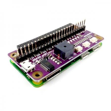 디바이스마트,오픈소스/코딩교육 > 라즈베리파이 > 라즈베리파이 확장보드/HAT,Cytron,Maker pHAT: Simplifying Raspberry Pi for {Education} [HAT-MAKER],라즈베리파이 제로 사이즈의 맟춤형 확장보드입니다. 부저 및 프로그래밍 버튼 3개 내장, 2X20 Stacking header 포함