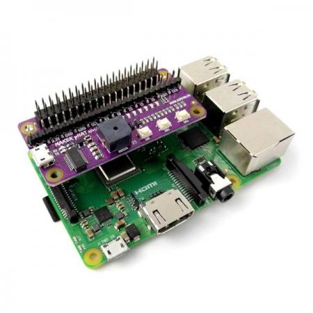디바이스마트,오픈소스/코딩교육 > 라즈베리파이 > 라즈베리파이 확장보드/HAT,Cytron,Maker pHAT: Simplifying Raspberry Pi for {Education} [HAT-MAKER],라즈베리파이 제로 사이즈의 맟춤형 확장보드입니다. 부저 및 프로그래밍 버튼 3개 내장, 2X20 Stacking header 포함