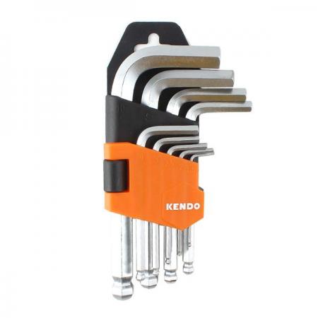 디바이스마트,수공구/전자공구/전동공구 > 작업공구 > 렌치/스패너 > 육각렌치,KENDO,육각 볼렌치 세트 9pcs [K20735],9개입 세트 / 재질 : 크롬 바나디움 스틸 / 용도 : 홈이 깊은 육각형의 볼트를 조이거나 풀 때 사용
