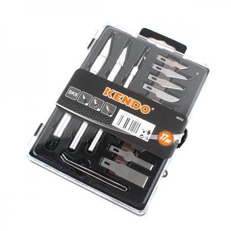 디바이스마트,수공구/전자공구/전동공구 > 작업공구 > 절단/컷터류 > 칼/칼날,KENDO,공예용 나이프 세트 17pcs [K80202],커터칼날 17개입 세트 구성