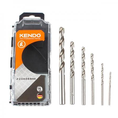 디바이스마트,수공구/전자공구/전동공구 > 초경/절삭공구 > 드릴류 > 스트레이트드릴,KENDO,HSS 드릴비트 세트 6pcs [K11602933],사이즈 : 2-3-4-5-6-8mm 파이 / 용도 : 금속판이나 목재에 구멍을 뚫는 공구로 드릴링 머신에 장치해서 사용