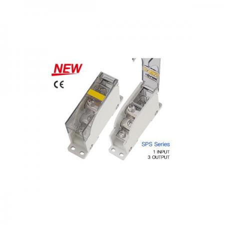 디바이스마트,커넥터/PCB > 터미널블럭 > 단자대 타입 > 전원 분배 단자대,IOLINK,전원분배블럭 SPS25-M6/3*M5,Screw식 배선형 전원분배블럭 / 케이스 일체형 /  정격전류 : 75A / 정격전압 : 600V / 취부나사 : M4 / 입력전선 : AWG10~4 / 입력나사 : M6 / 출력전선 : AWG12~6 / 출력나사 : M5
