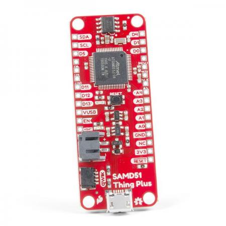 디바이스마트,오픈소스/코딩교육 > 아두이노 > 아두이노 호환보드,SparkFun,SparkFun Thing Plus - SAMD51 [DEV-14713],32-bit ARM Cortex-M4 프로세서와 플로팅 포인트 유닛(FPU)을 사용/ 최대 120MHz, 최대 1MB의 플래시 메모리, 최대 256KB의 SRAM, 최대 6개의 SERCOM 인터페이스/600mA 3.3V 레귤레이터 / LiPo 배터리 충전 가능