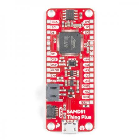 디바이스마트,오픈소스/코딩교육 > 아두이노 > 아두이노 호환보드,SparkFun,SparkFun Thing Plus - SAMD51 [DEV-14713],32-bit ARM Cortex-M4 프로세서와 플로팅 포인트 유닛(FPU)을 사용/ 최대 120MHz, 최대 1MB의 플래시 메모리, 최대 256KB의 SRAM, 최대 6개의 SERCOM 인터페이스/600mA 3.3V 레귤레이터 / LiPo 배터리 충전 가능