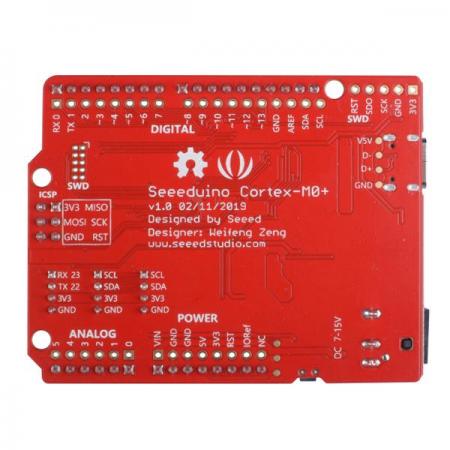 디바이스마트,MCU보드/전자키트 > 프로세서/개발보드 > ARM,Seeedstudio,Seeeduino Cortex-M0+ [102010248],32비트 ARM® Cortex®-M0 + 프로세서를 기반으로하는 Atmel SAMD21 MCU / Arduino Zero와 호환 가능 / 공급 전압 : DC 7~15V / USB C타입