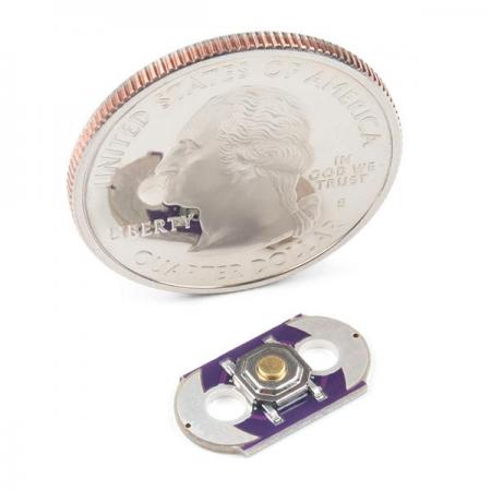 디바이스마트,MCU보드/전자키트 > 버튼/스위치/제어/RTC > 버튼/스위치/조이스틱,SparkFun,LilyPad Button Board [DEV-08776],의류에 직접 꿰메 사용하는 제품이니 찔리거나 다치지 않게 날카로운 모서리가 없는 라운드형 설계된 버튼형 스위치입니다 (Momentery push button).