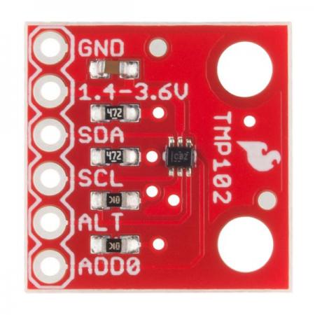 디바이스마트,MCU보드/전자키트 > 센서모듈,SparkFun,SparkFun Digital Temperature Sensor Breakout - TMP102 [SEN-13314],온도 오차± 0.5 ° C이며, I2C 통신용 4.7kΩ 풀업 저항이 내장되어 있으며 구동 전압은 1.4V ~ 3.6V입니다