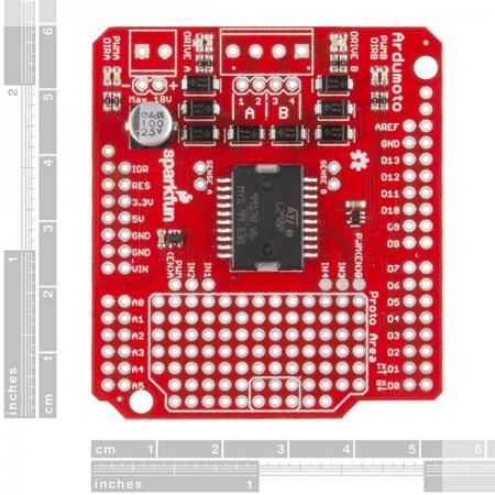 디바이스마트,오픈소스/코딩교육 > 아두이노 > 아두이노 호환보드,SparkFun,SparkFun Ardumoto - Motor Driver Shield [DEV-14129],L298 H 브릿지를 기반으로하는 쉴드로, 채널 당 2A까지 2 개의 DC  모터를 개별적으로 구동 할 수 있습니다.