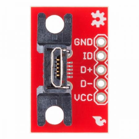 디바이스마트,커넥터/PCB > I/O 커넥터 > USB/IEEE 커넥터 > Micro USB B타입 커넥터,SparkFun,SparkFun USB MicroB Plug Breakout [BOB-10031],수직으로 연결을 할수있는 PCB 기판 Micro B 커넥터 모듈입니다.  23.54L x 14.75W x 14.65H mm