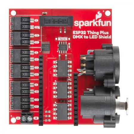 디바이스마트,MCU보드/전자키트 > 디스플레이 > 디머/컨트롤러/드라이버,SparkFun,SparkFun ESP32 Thing Plus DMX to LED Shield [DEV-15110],XLR-3 입·출력 잭과 또는 ArtNet과 연결이 가능하며 DMX 데이터를 송수신을 원활하게 해주는 모듈입니다.
