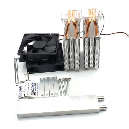 디바이스마트,RLC/수동소자 > 필터/페라이트코어/펠티어 > 열전기/펠티어모듈 > 냉각키트,SZH,쿨링키트 수냉 듀얼팬 DIY 키트[SZH-CO011],쿨링 수냉 키트로 워터블록, DC12V 팬(92x92) 2개, 방열 싱글 라지에이터 2개로 구성되어 있습니다. (펠티어 별도)