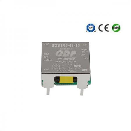 디바이스마트,전원/파워/배터리 > DC-DC 컨버터 모듈 > 강하형 모듈(실장) > 절연 스위칭 모듈,ODP,SDS1R5-48-15,출력 채널 수 : Single / 출력 전력 : 1.5Watts / 입력 전압 : DC36V - DC76V / 출력 전압/전류 : DC15V/0.1A / 효율 (EFFICIENCY) : 81%
