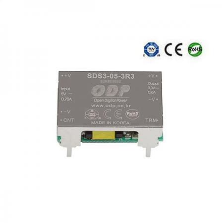 디바이스마트,전원/파워/배터리 > DC-DC 컨버터 모듈 > 강하형 모듈(실장) > 절연 스위칭 모듈,ODP,SDS3-05-3R3,출력 채널 수 : Single / 출력 전력 : 1.98Watts / 입력 전압 : DC4.5V - DC9.0V / 출력 전압/전류 : DC3.3V/0.6A / 효율 (EFFICIENCY) : 73%