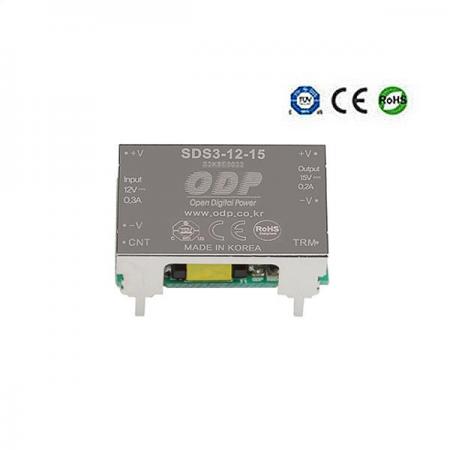 디바이스마트,전원/파워/배터리 > DC-DC 컨버터 모듈 > 승압형 모듈(실장, 절연 스위칭),ODP,SDS3-12-15,출력 채널 수 : Single / 출력 전력 : 3.0Watts / 입력 전압 : DC9.0V - DC18V / 출력 전압/전류 : DC15V/0.2A / 효율 (EFFICIENCY) : 87%
