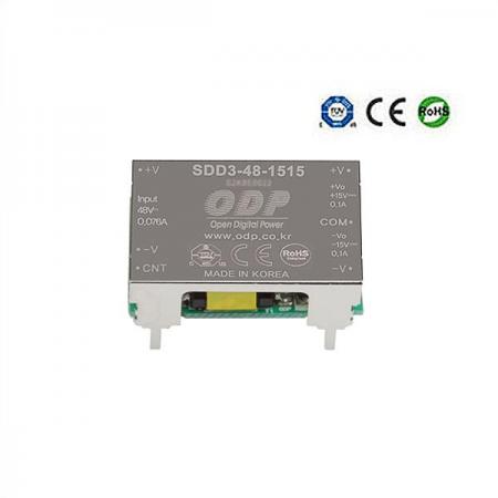 디바이스마트,전원/파워/배터리 > DC-DC 컨버터 모듈 > 강하형 모듈(실장) > 절연 스위칭 모듈,ODP,SDD3-48-1515,출력 채널 수 : Dual / 출력 전력 : 3.0Watts / 입력 전압 : DC36V - DC76V / 출력 전압/전류 : DC±15V/0.1A / 효율 (EFFICIENCY) : 83%