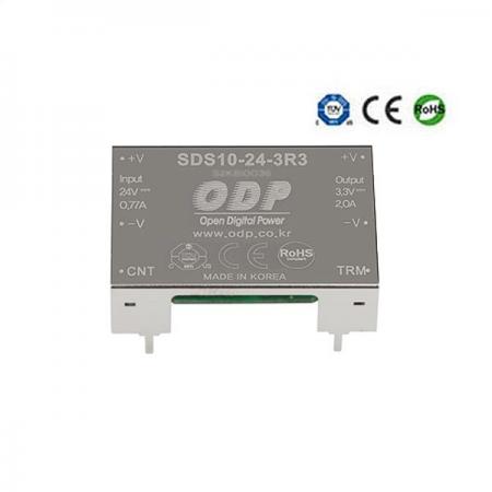 디바이스마트,전원/파워/배터리 > DC-DC 컨버터 모듈 > 강하형 모듈(실장) > 절연 스위칭 모듈,ODP,SDS10-24-3R3,출력 채널 수 : Single / 출력 전력 : 6.6Watts / 입력 전압 : DC18V - DC36V / 출력 전압/전류 : DC3.3V/2.0A / 효율 (EFFICIENCY) : 77%