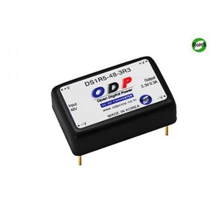 디바이스마트,전원/파워/배터리 > DC-DC 컨버터 모듈 > 강하형 모듈(실장) > 절연 스위칭 모듈,ODP,DS1R5-48-3R3,출력 채널 수 : Single / 출력 전력 : 0.99Watts / 입력 전압 : DC32V - DC63V / 출력 전압/전류 : DC3.3V/0.3A / 효율 (EFFICIENCY) : 69%