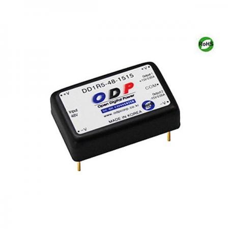 디바이스마트,전원/파워/배터리 > DC-DC 컨버터 모듈 > 강하형 모듈(실장) > 절연 스위칭 모듈,ODP,DD1R5-48-1515,출력 채널 수 : Dual / 출력 전력 : 1.5Watts / 입력 전압 : DC32V - DC63V / 출력 전압/전류 : DC±15V/0.05A / 효율 (EFFICIENCY) : 75%