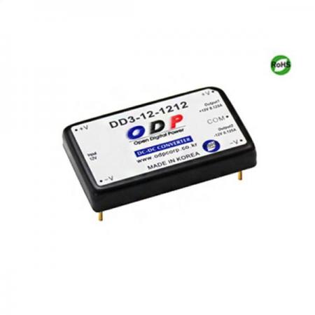 디바이스마트,전원/파워/배터리 > DC-DC 컨버터 모듈 > 승압·강하형 모듈(실장) > 절연 스위칭 모듈,ODP,DD3-12-1212,출력 채널 수 : Dual / 출력 전력 : 3.0Watts / 입력 전압 : DC8.0V - DC16.5V / 출력 전압/전류 : DC±12V/0.125A / 효율 (EFFICIENCY) : 81%
