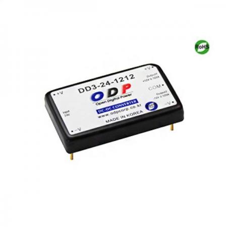 디바이스마트,전원/파워/배터리 > DC-DC 컨버터 모듈 > 강하형 모듈(실장) > 절연 스위칭 모듈,ODP,DD3-24-1212,출력 채널 수 : Dual / 출력 전력 : 3.0Watts / 입력 전압 : DC18V - DC32V / 출력 전압/전류 : DC±12V/0.125A / 효율 (EFFICIENCY) : 79%